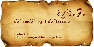 Örmény Fábiusz névjegykártya